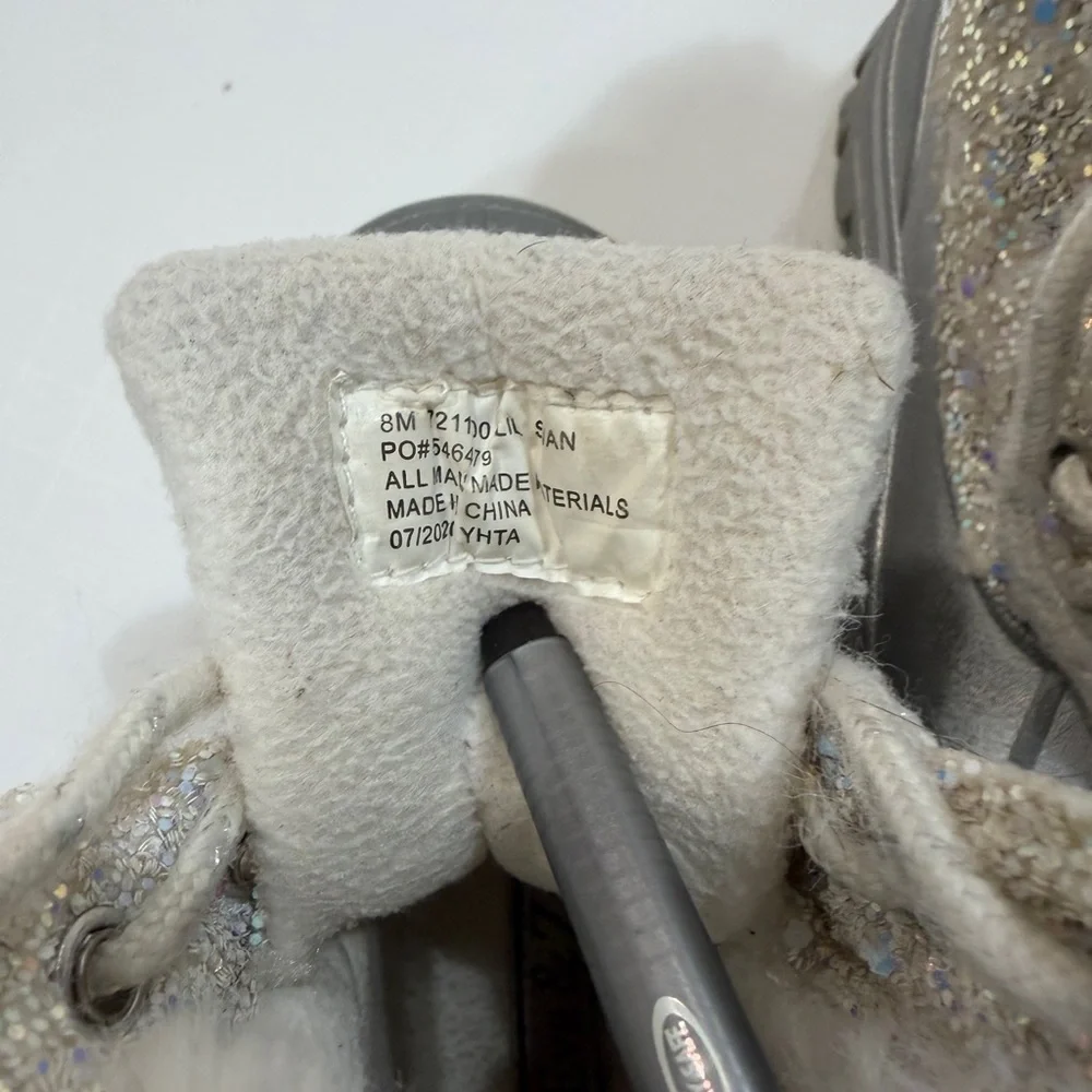 Eva & Zoe Silver Glitter Kids Boots. Used